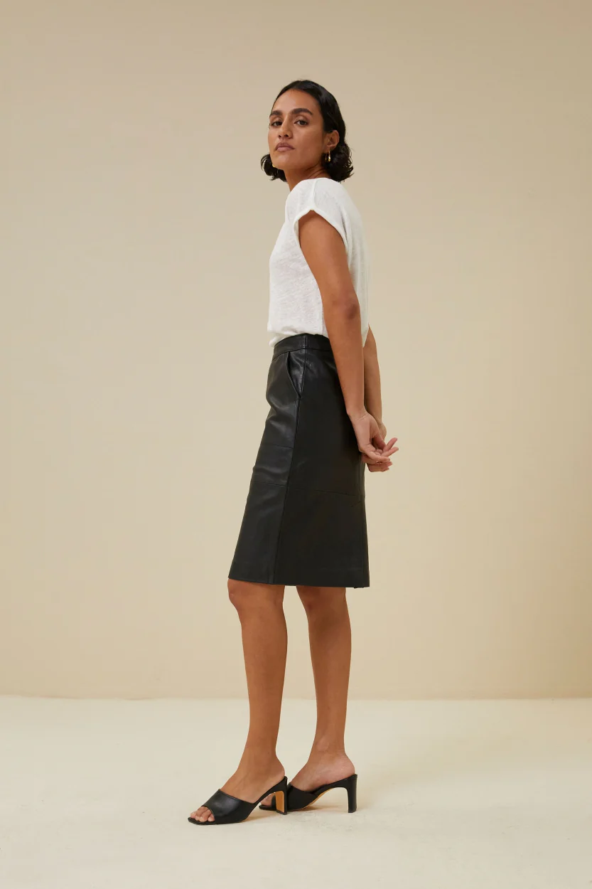 basic leather skirt | black - Image 3