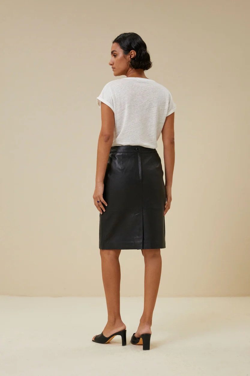 basic leather skirt | black - Image 4