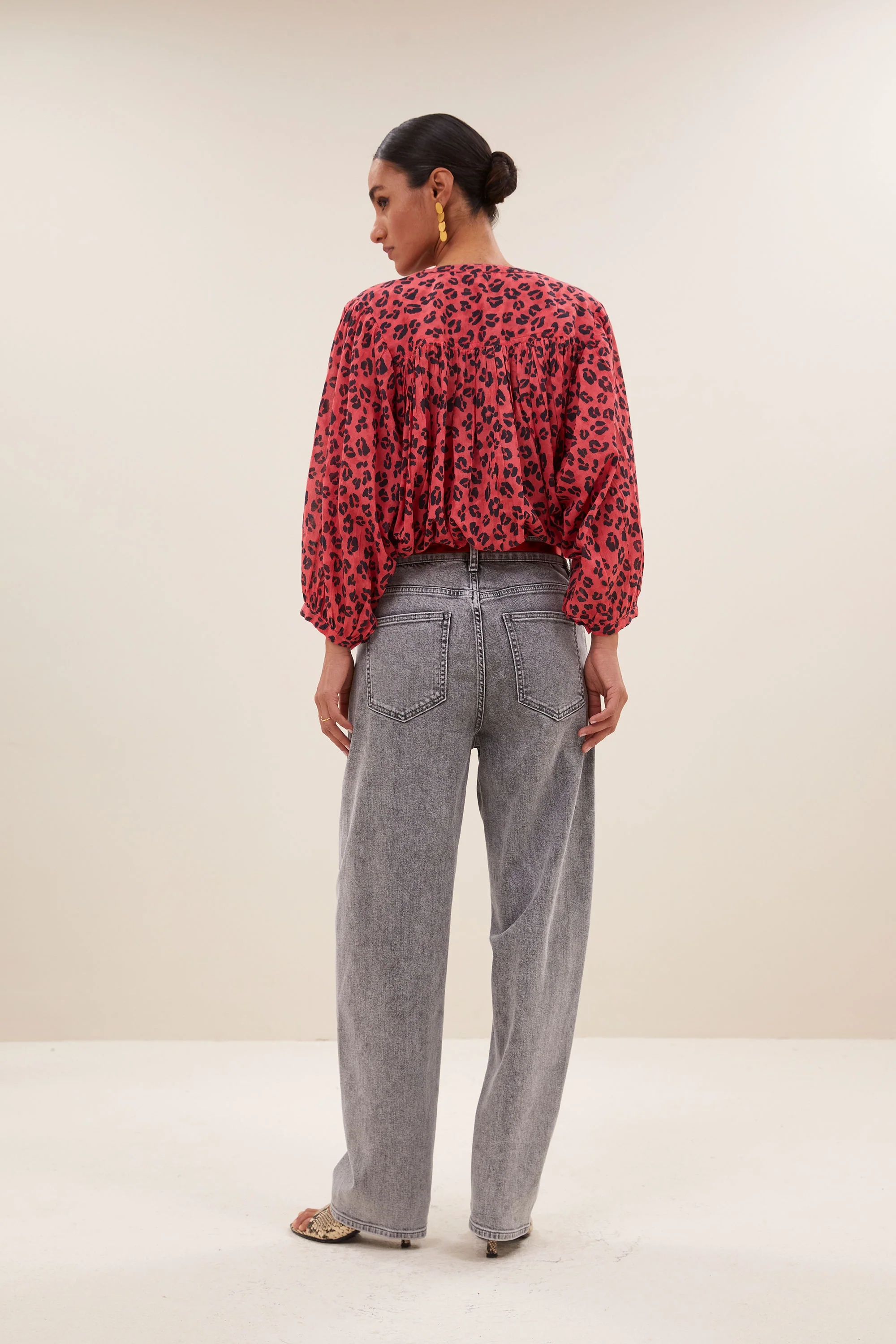 becky red cheetah blouse | red cheetah print - Image 5