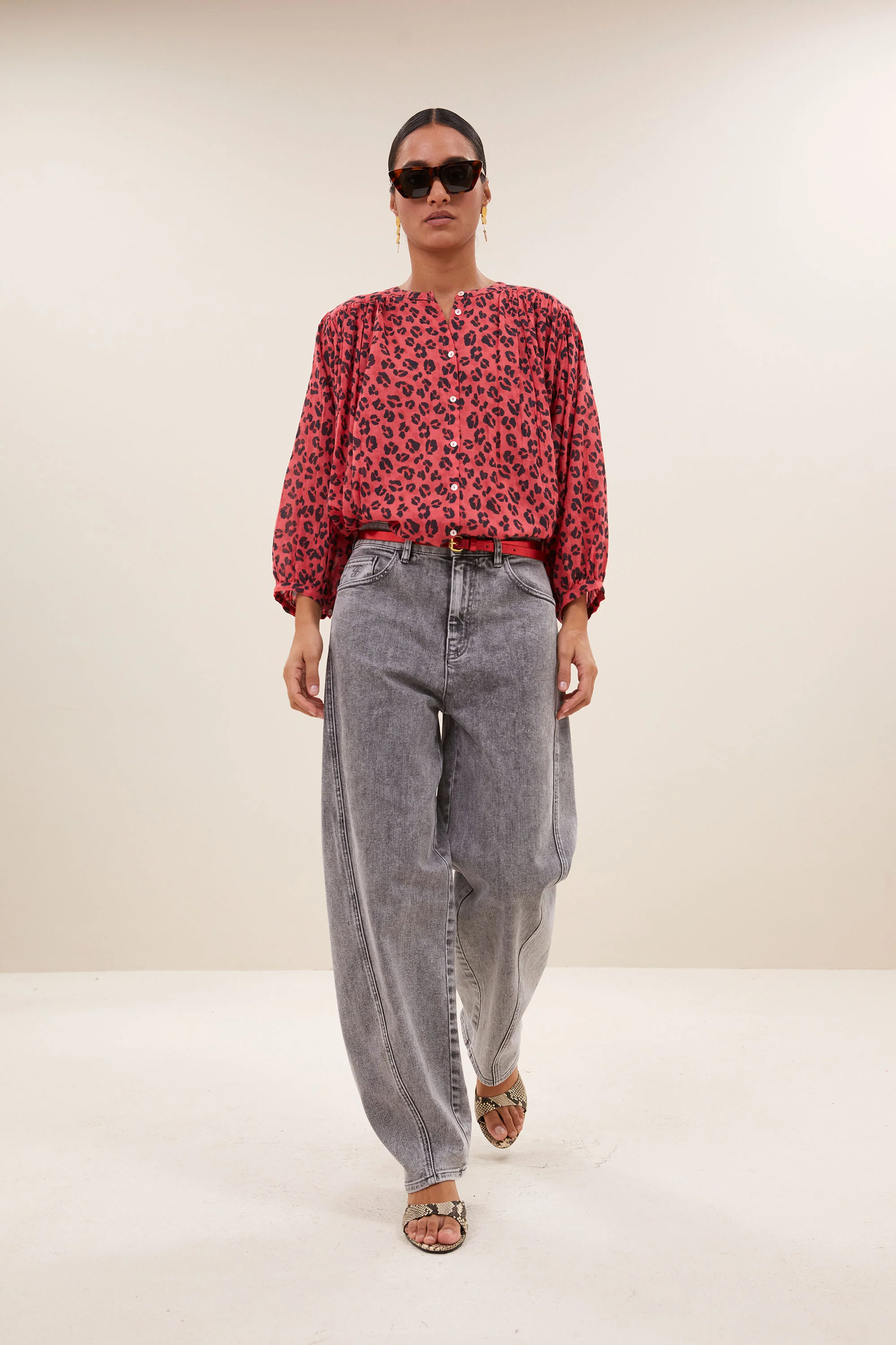 becky red cheetah blouse | red cheetah print - Image 6