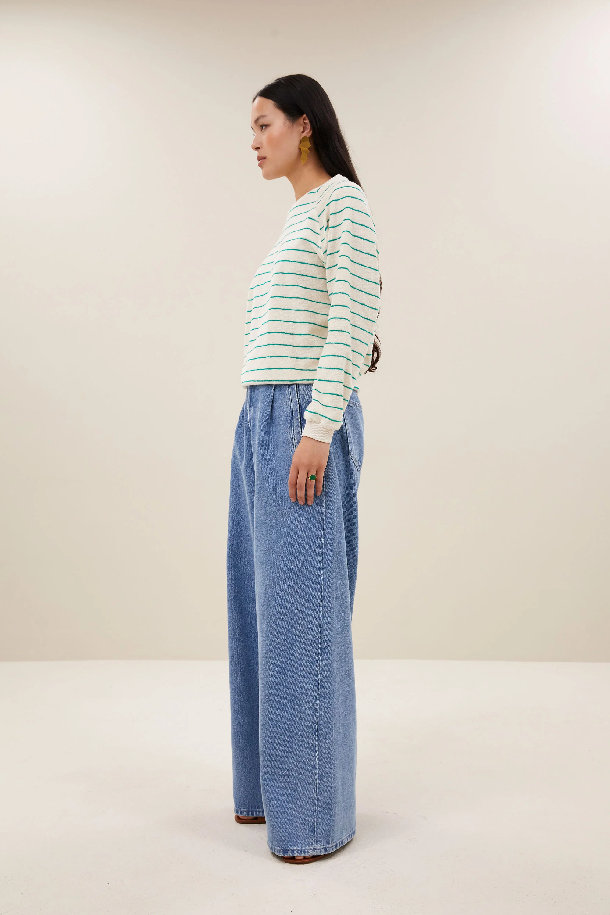 bonne slub sweater | green lake stripe - Image 4