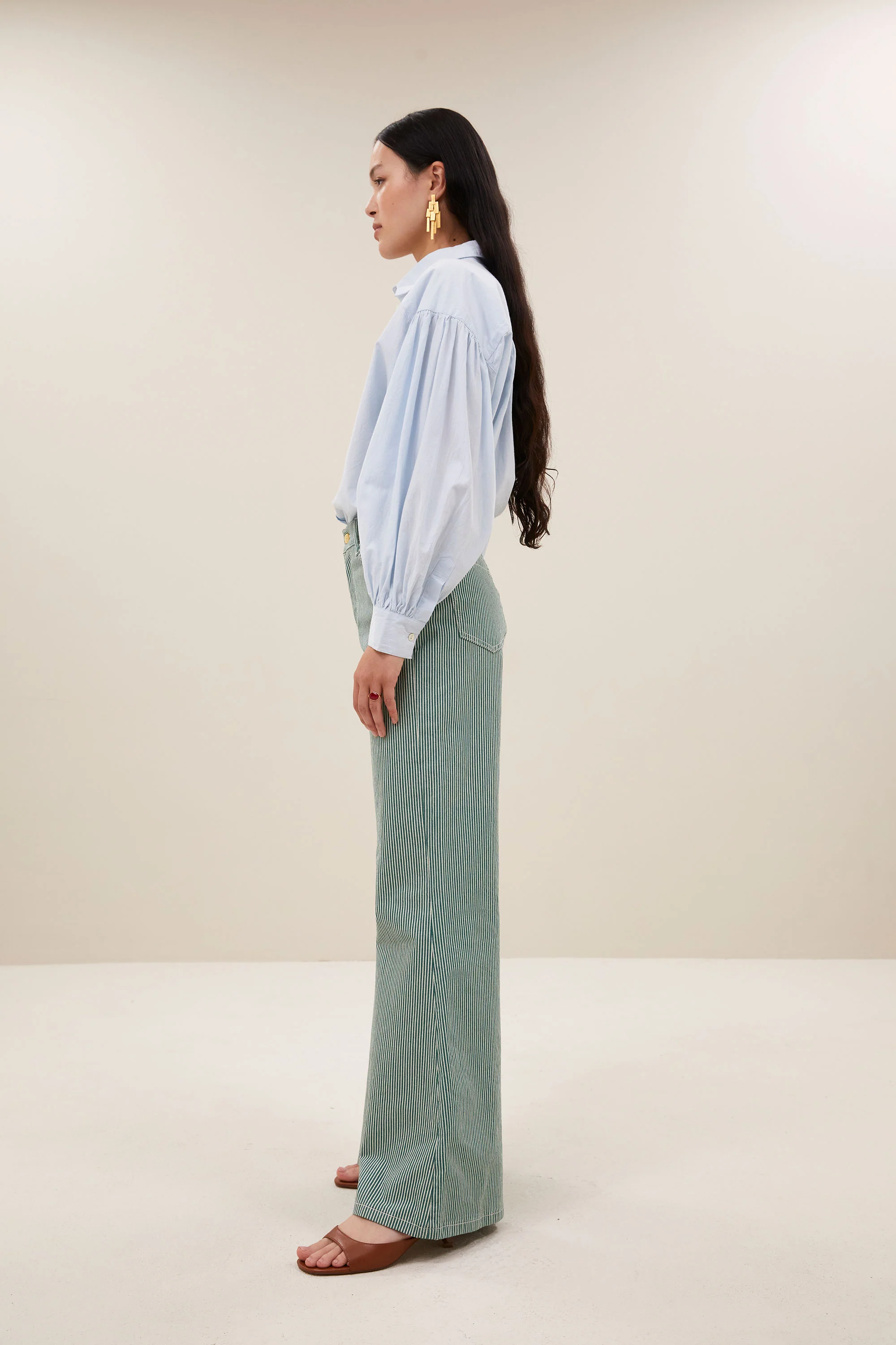 femme stripe pants | dark green stripe - Image 3