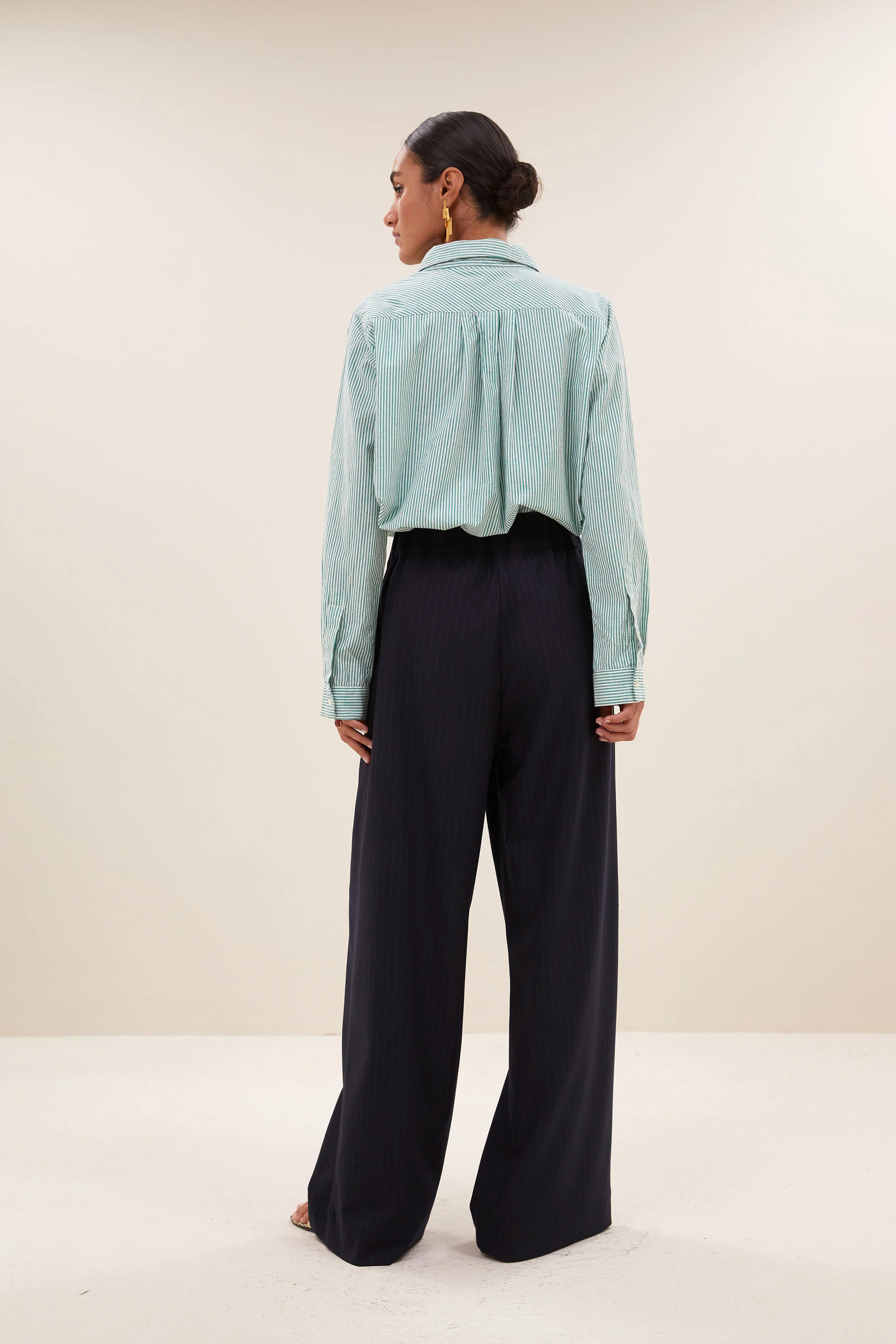 flo stripe blouse | forest pinstripe - Image 5