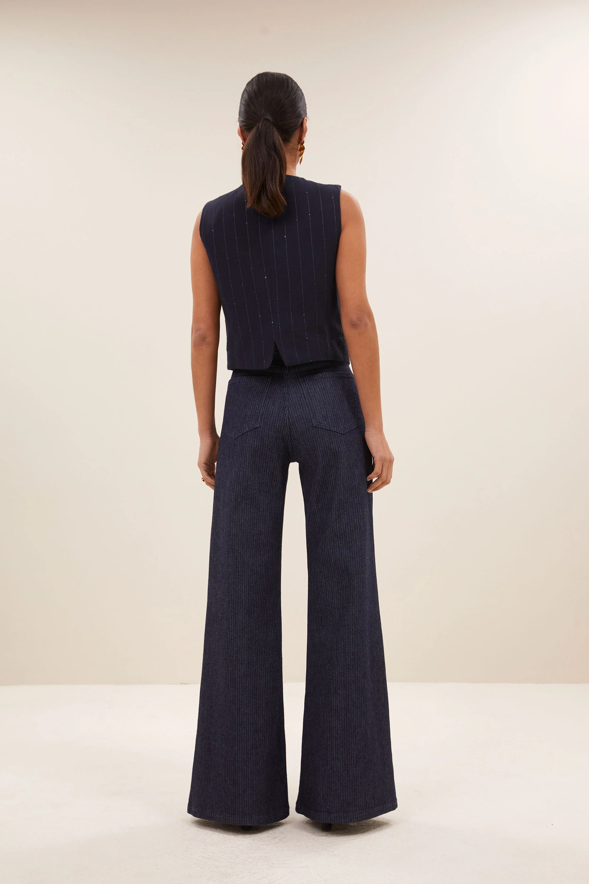 lynn sparkle gilet | navy lurex stripe - Image 4