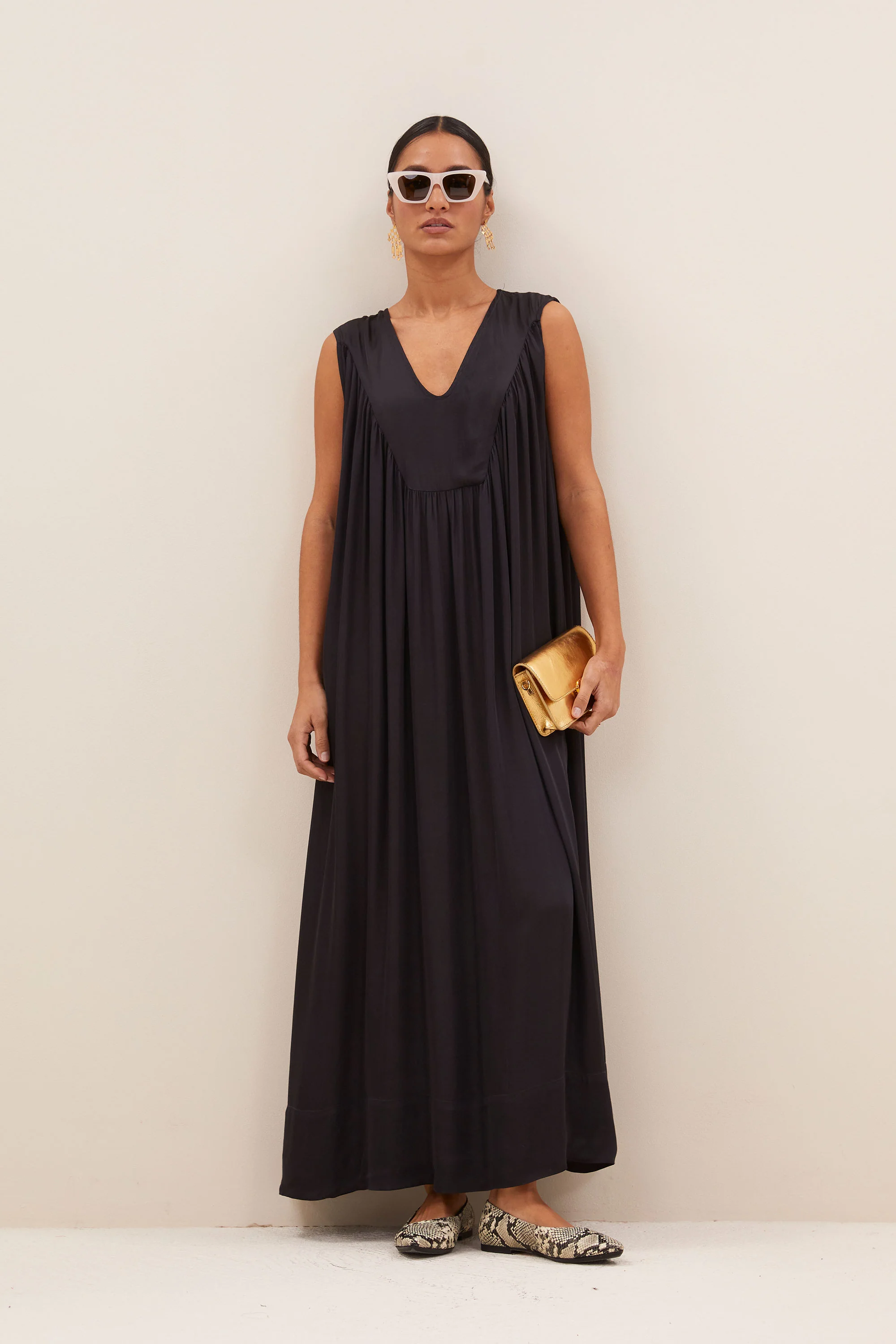 ulla satin dress | jet black - Image 6